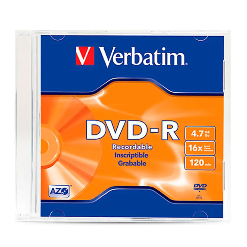 DISCO COMPACTO DVD-R 4.7 GB VERBATIM EN ESTUCHE VB95093