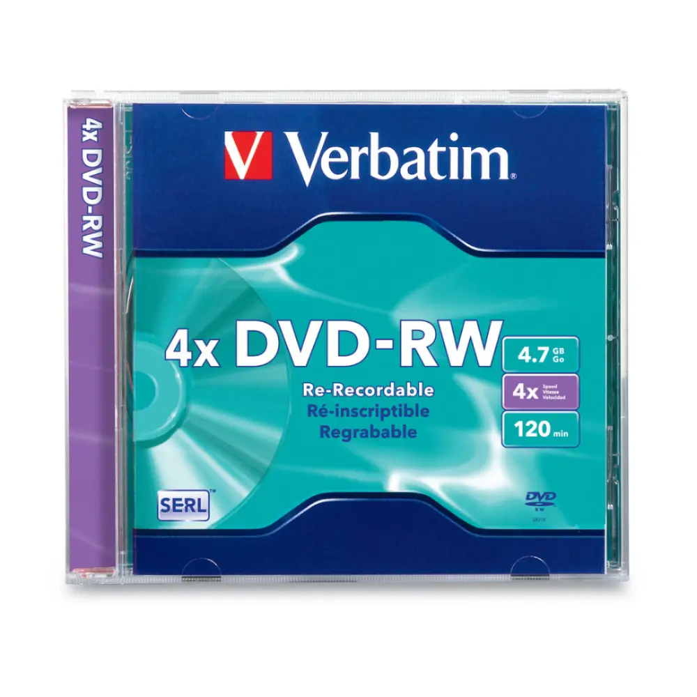 DISCO COMPACTO DVD-RW 4.7 GB VERBATIM EN ESTUCHE VB94836