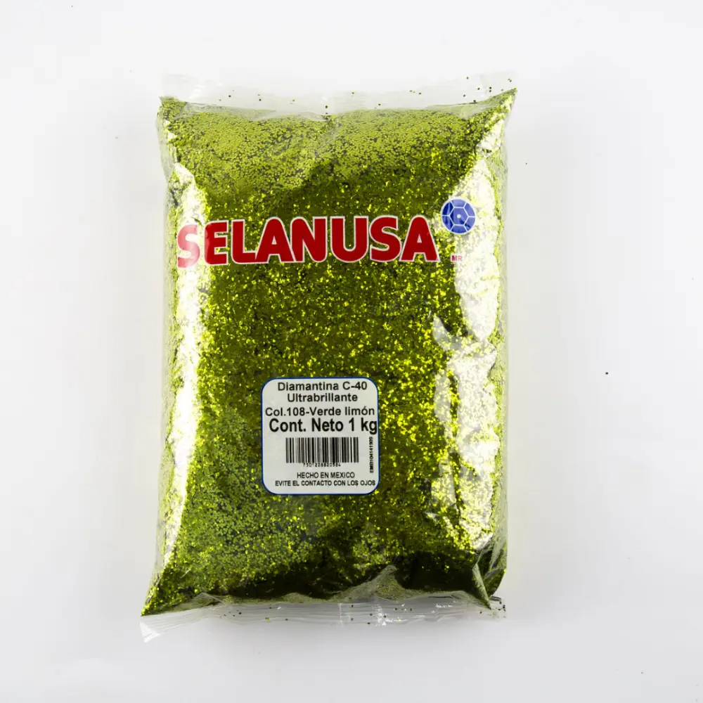 DIAMANTINA C-40 GRUESA BOLSA 1 KILO VERDE LIMON