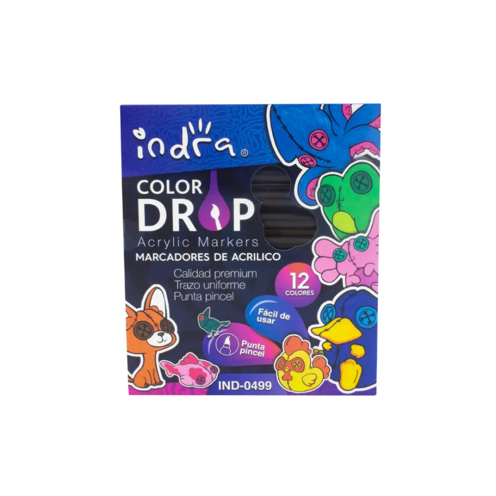 MARCADOR ACRILICO INDRA COLOR DROP IND-0499 C/12 PZAS.