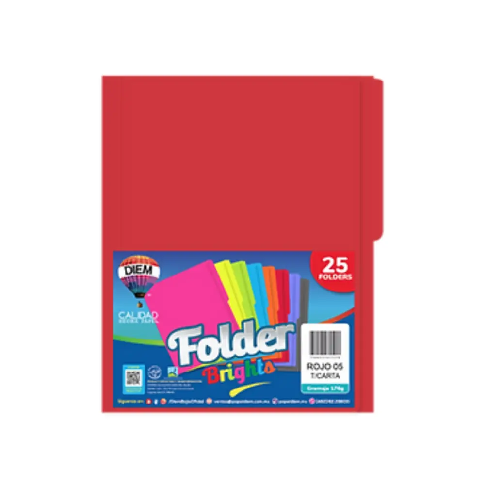FOLDER BRIGHTS DIEM PTE. C/25 PZAS. ROJO 05