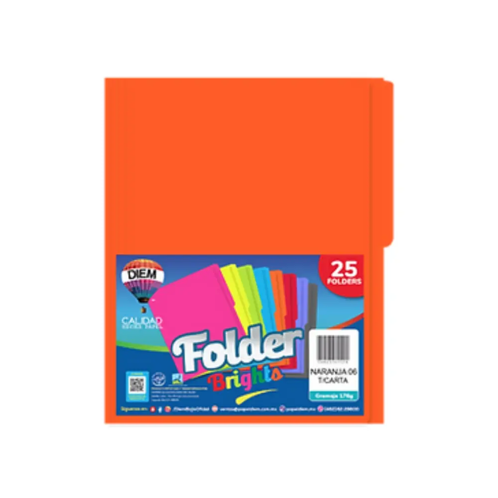 FOLDER BRIGHTS DIEM PTE. C/25 PZAS. NARANJA 06