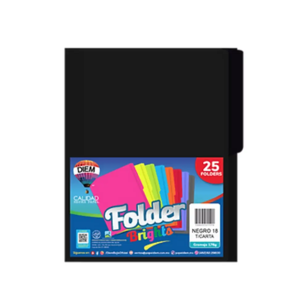 FOLDER BRIGHTS DIEM PTE. C/25 PZAS. NEGRO 18