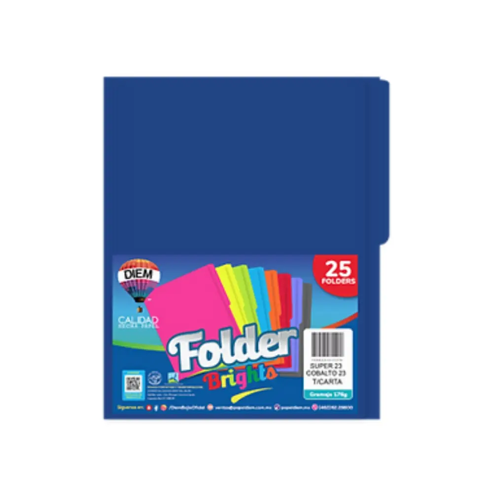 FOLDER BRIGHTS DIEM PTE. C/25 PZAS. AZUL SUPER COBALTO 23