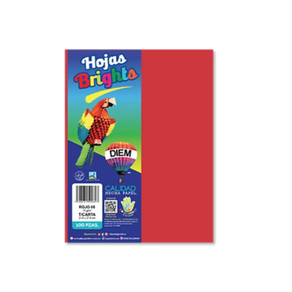 PAPEL DIEM CARTA BRIGHTS PTE. C/100 05 ROJO