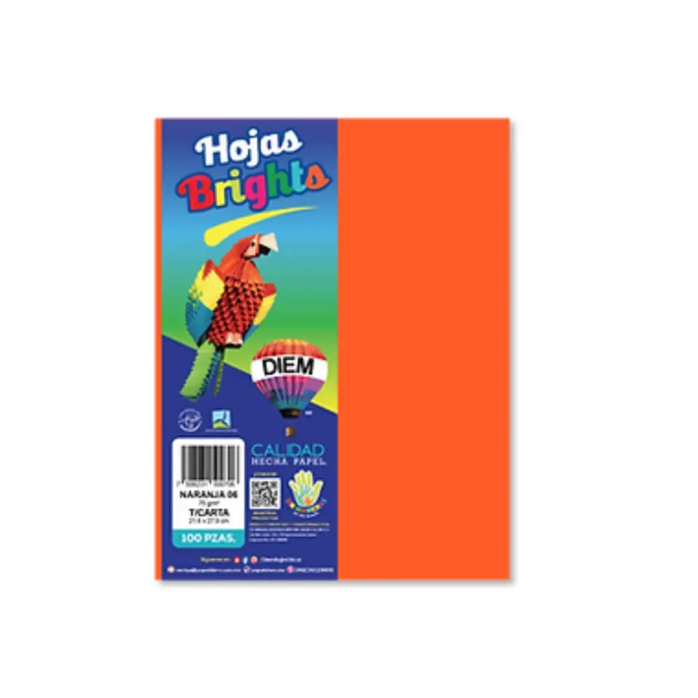 PAPEL DIEM CARTA BRIGHTS PTE. C/100 06 NARANJA
