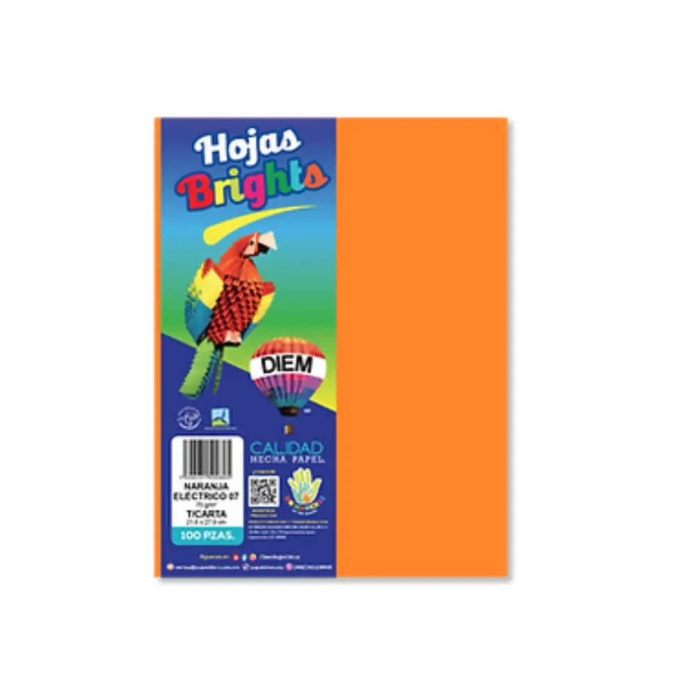 PAPEL DIEM CARTA BRIGHTS PTE. C/100 07 NARANJA ELECTRICO