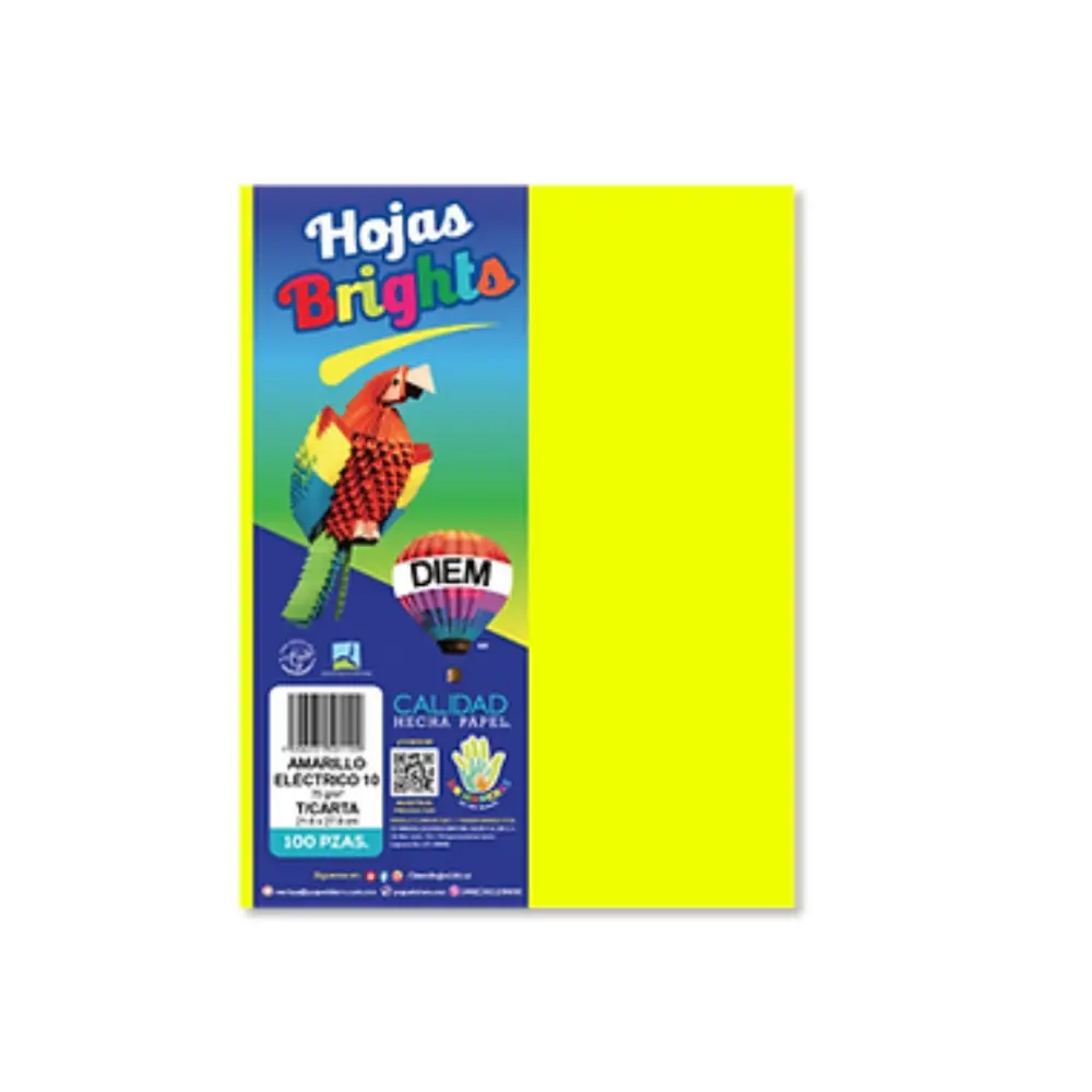PAPEL DIEM CARTA BRIGHTS PTE. C/100 10 AMARILLO ELECTRICO