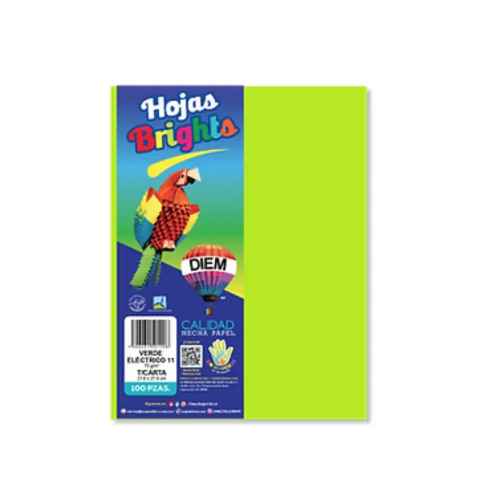 PAPEL DIEM CARTA BRIGHTS PTE. C/100 11 VERDE ELECTRICO