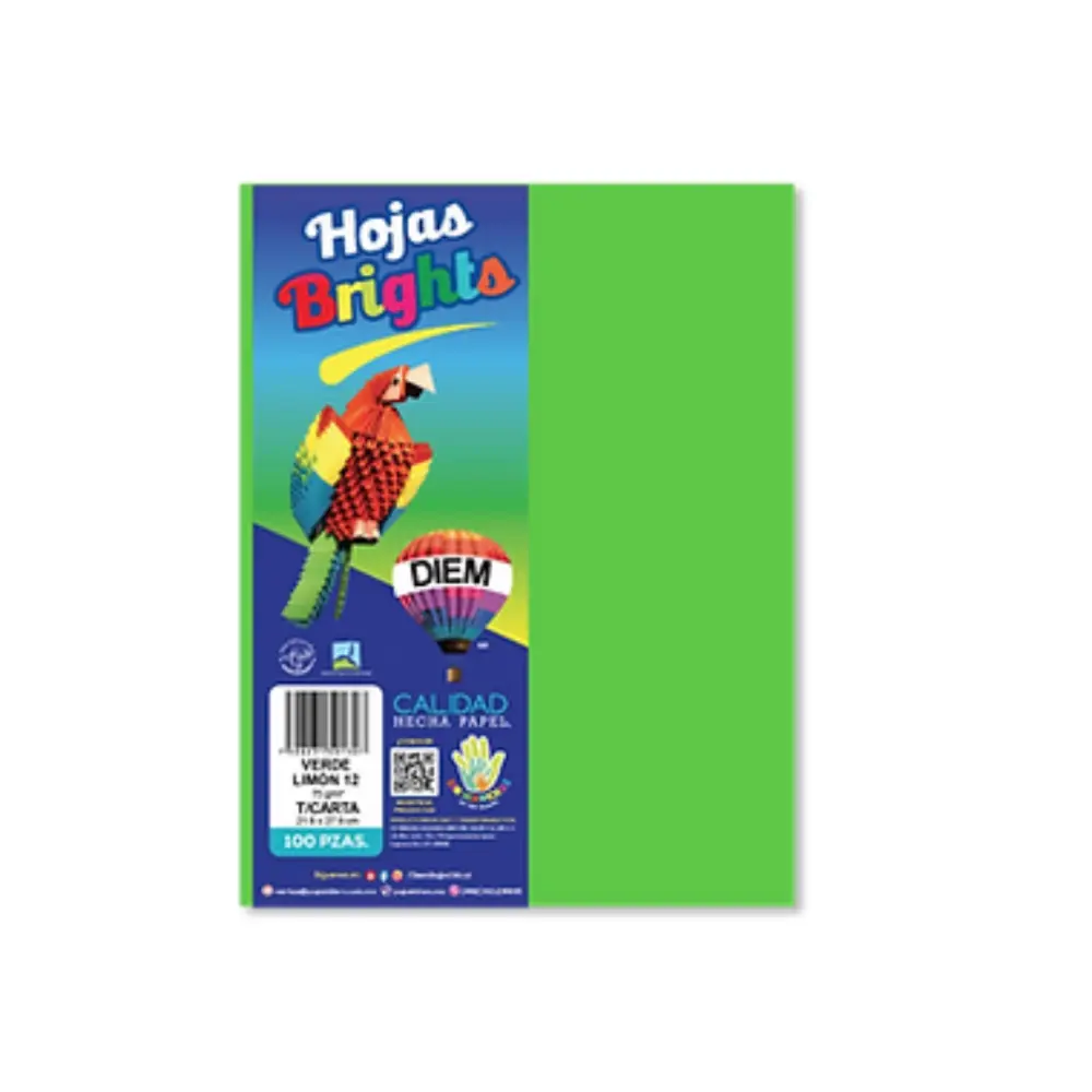 PAPEL DIEM CARTA BRIGHTS PTE. C/100 12 VERDE LIMON