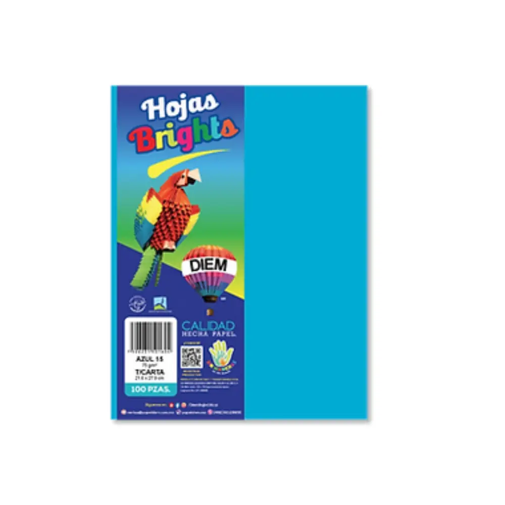 PAPEL DIEM CARTA BRIGHTS PTE. C/100 15 AZUL