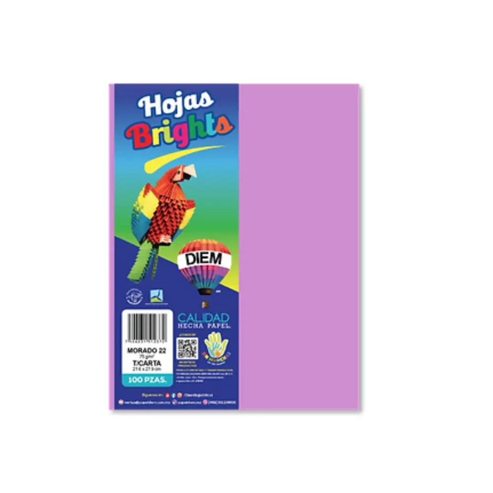 PAPEL DIEM CARTA BRIGHTS PTE. C/100 22 MORADO