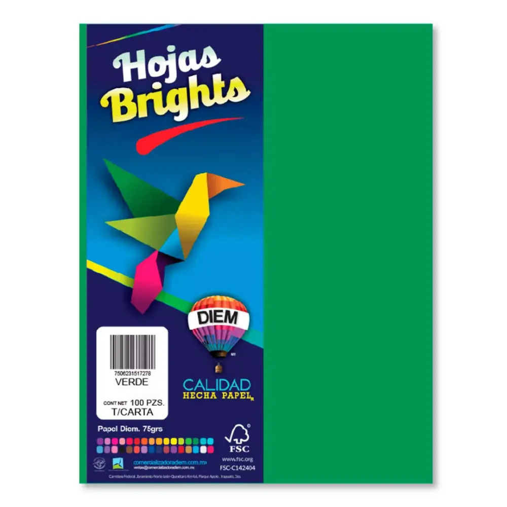 PAPEL DIEM CARTA BRIGHTS PTE. C/100 26 VERDE SELVA