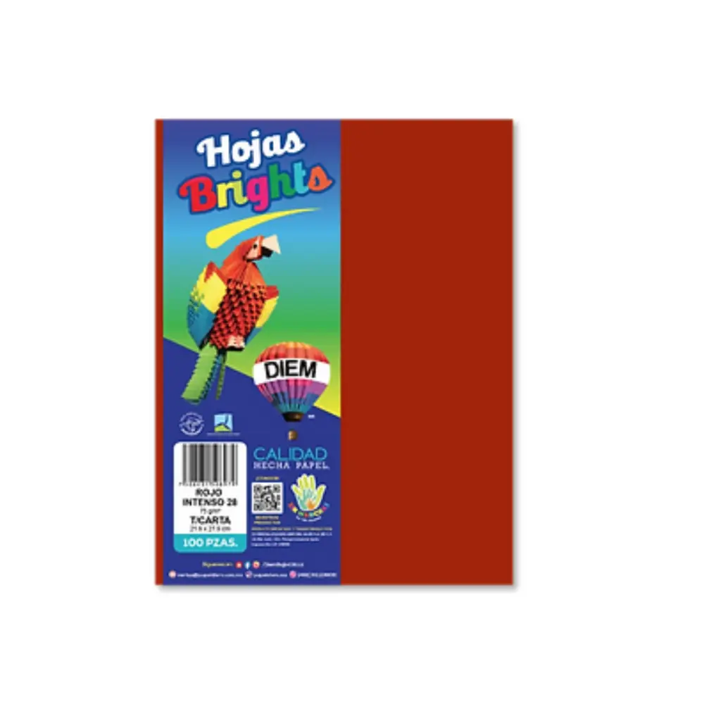 PAPEL DIEM CARTA BRIGHTS PTE. C/100 28 ROJO INTENSO