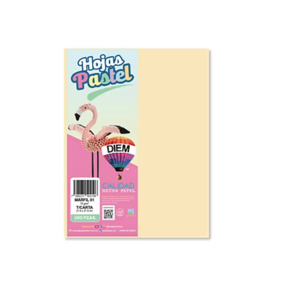PAPEL DIEM CARTA PASTEL PTE. C/100 01 MARFIL