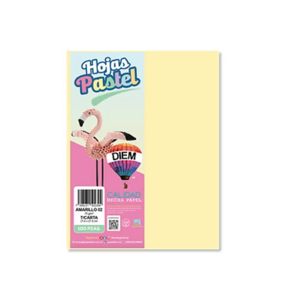 PAPEL DIEM CARTA PASTEL PTE. C/100 02 AMARILLO