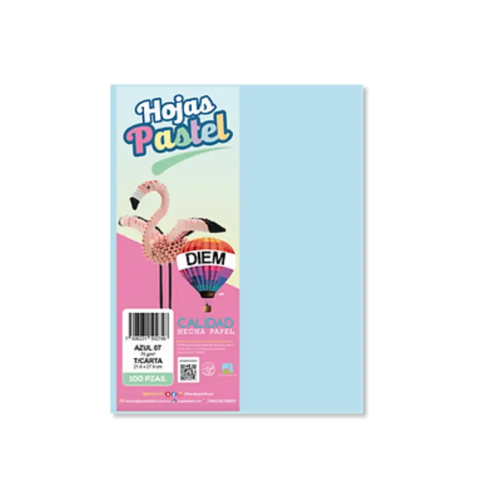 PAPEL DIEM CARTA PASTEL PTE. C/100 07 AZUL