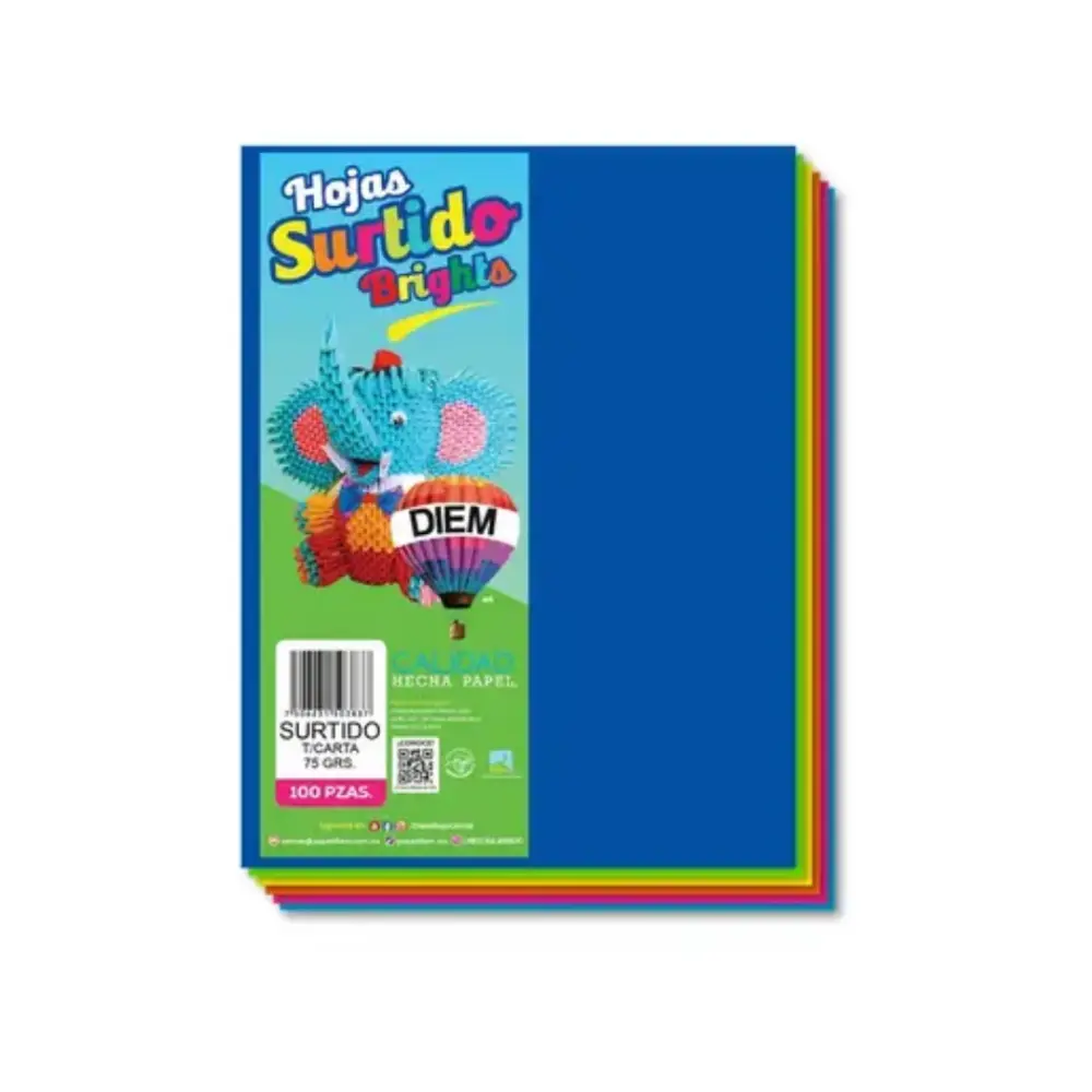 PAPEL DIEM CARTA MULTICOLOR BRIGHTS OSC. 5 COL. PTE. 100