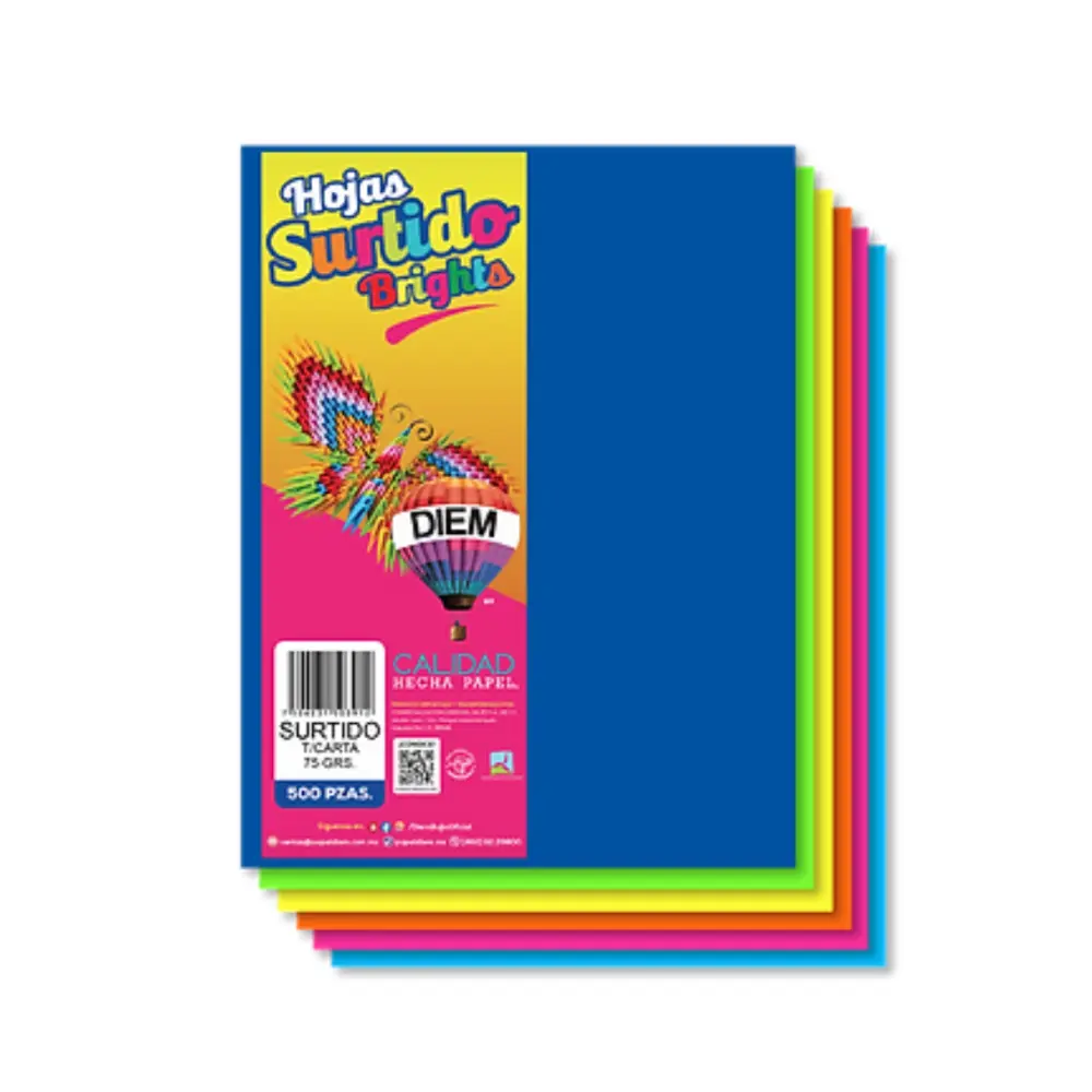 PAPEL DIEM CARTA MULTICOLOR BRIGHTS 10 COL. C/500