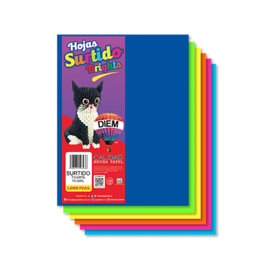 PAPEL DIEM CARTA MULTICOLOR BRIGHTS 10 COL. C/1000