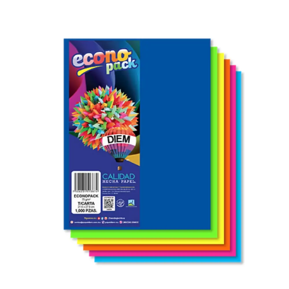 PAPEL DIEM CARTA MULTICOLOR ECONO PACK 10 COL. C/1000