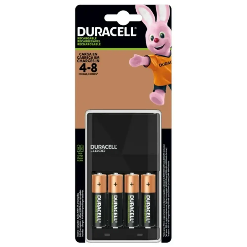 CARGADOR DURACELL C/4 PILAS RECARGABLES AA 2500mAH