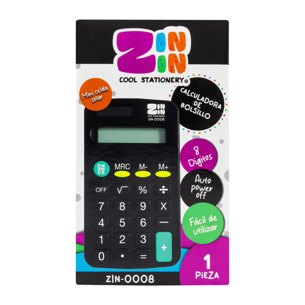 CALCULADORA BOLSILLO 8 DIGITOS ZIN-0008