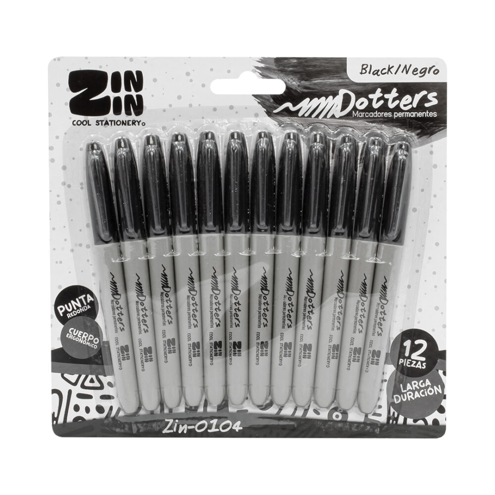BLISTER MARCADOR PERMANENTE DELGADO C/12 ZIN-0104