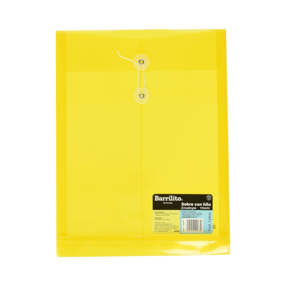 SOBRE PLASTICO BARRILITO CARTA 115A4V