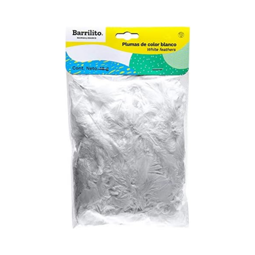PLUMAS BARRILITO COLOR BLANCO BOLSA C/18 GR
