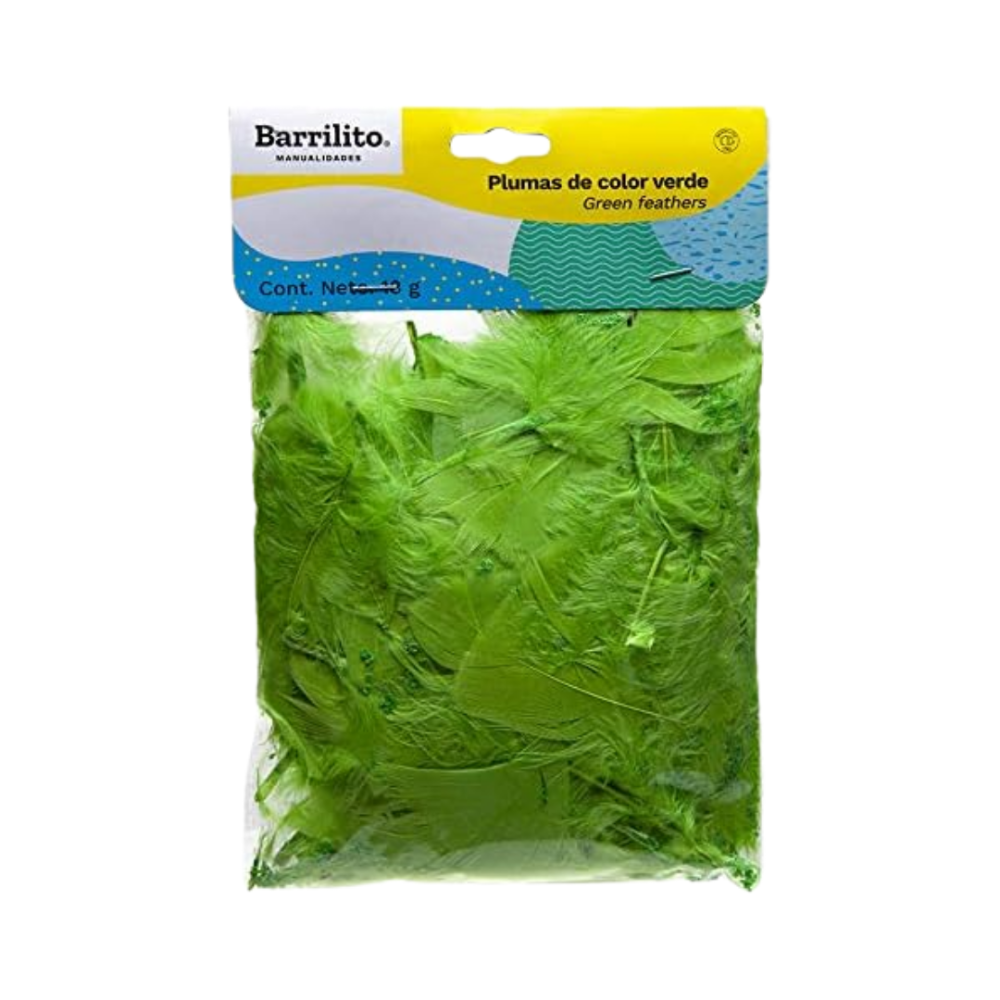 PLUMAS BARRILITO COLOR VERDE BOLSA C/18 GR.