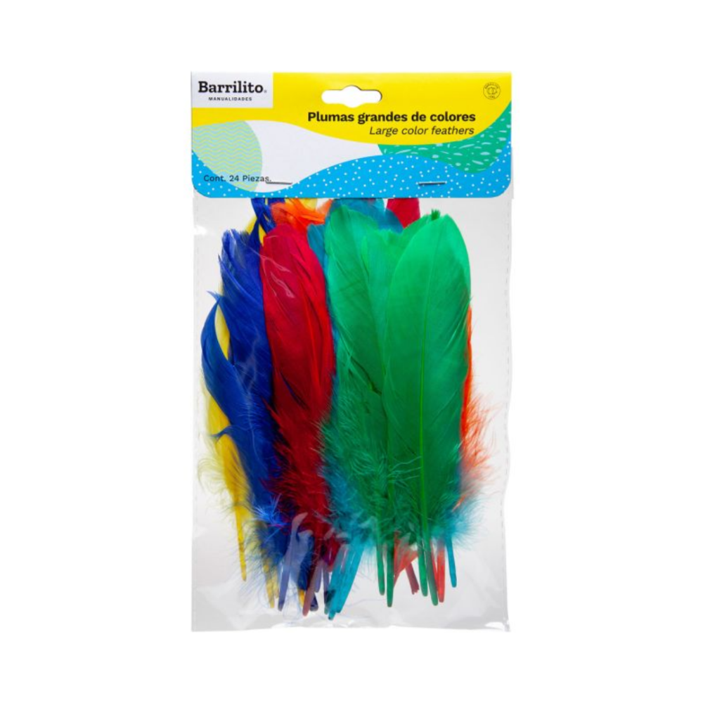 PLUMAS BARRILITO DE COLORES GRANDE F024 C/24 PZA
