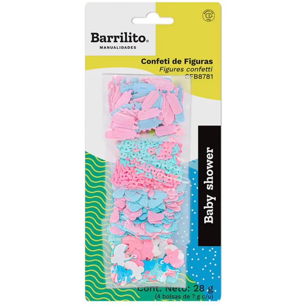 CONFETI BARRILITO DE FIGURAS BABY SHOWER CFB8781 28 GR.