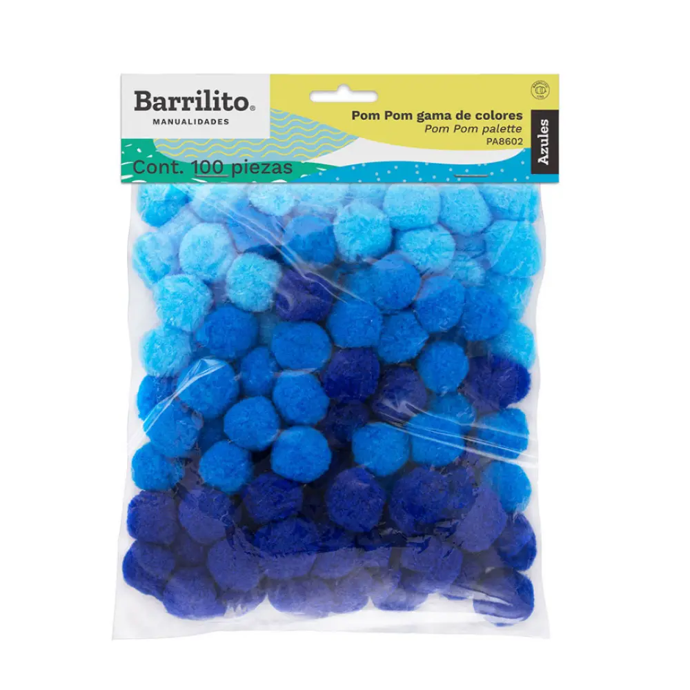 POM POM BARRILITO AZUL PA8602 BOLSA C/100 PZAS.