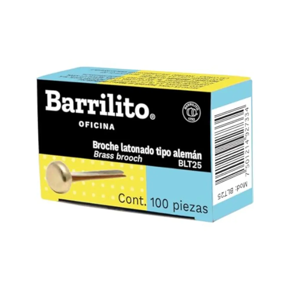 BROCHE LATONADO BARRILITO BLT25 25 MM. C/100