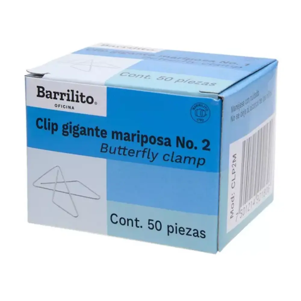 CLIP BARRILITO GIGANTE MARIPOSA CLP2M NO.2 C/50 PZAS.