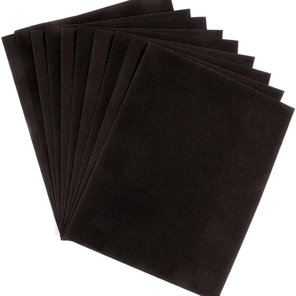 PAPEL TERCIOPELO 45X60 NEGRO PTE. C/10 PZAS.