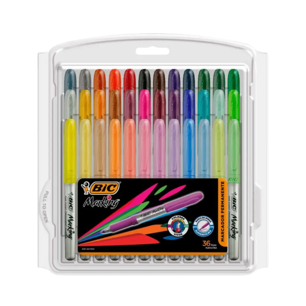 MARCADOR BIC MARKING P/FINO PTE. C/36 PZAS. SURTIDO
