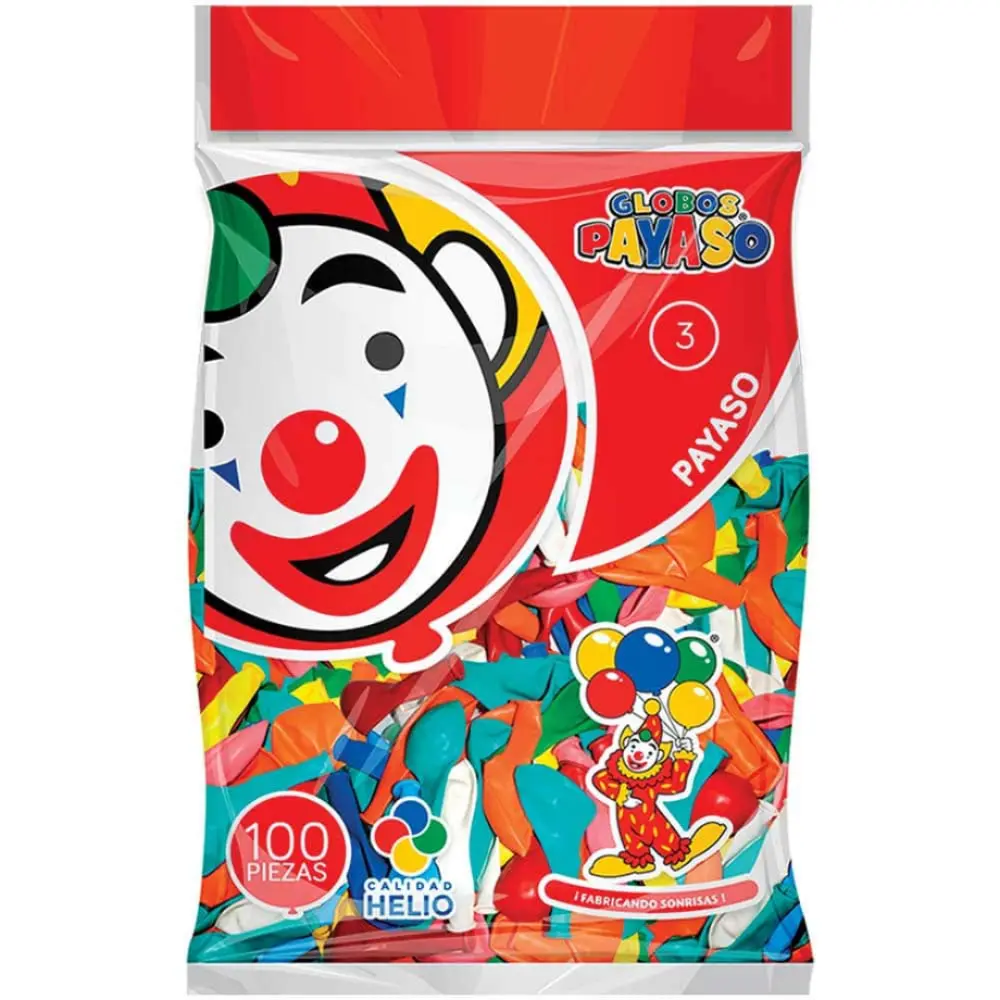 GLOBOS PAYASO # 3 BOLSA C/100 PZAS.