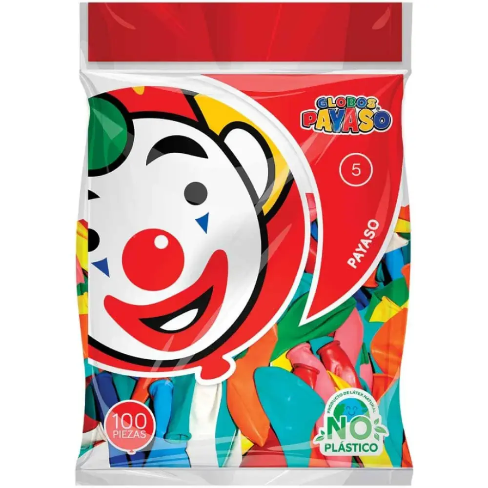 GLOBOS PAYASO # 5 BOLSA C/100 PZAS.