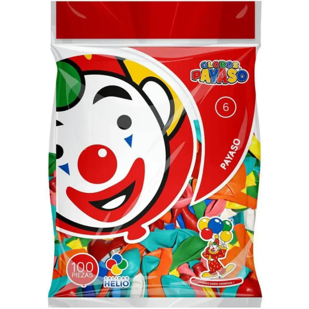 GLOBOS PAYASO # 6 BOLSA C/100 PZAS.