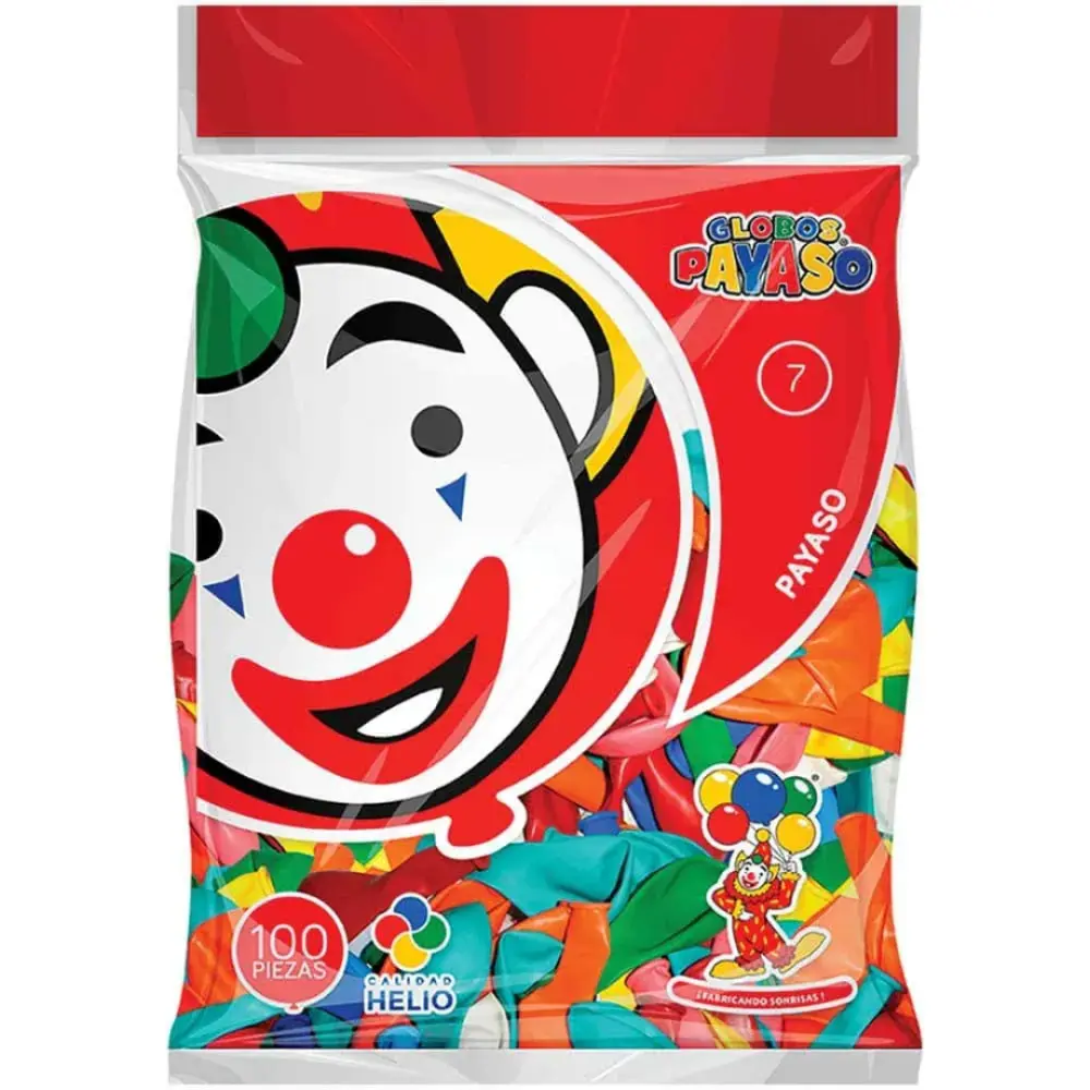 GLOBOS PAYASO # 7 BOLSA C/100 PZAS.