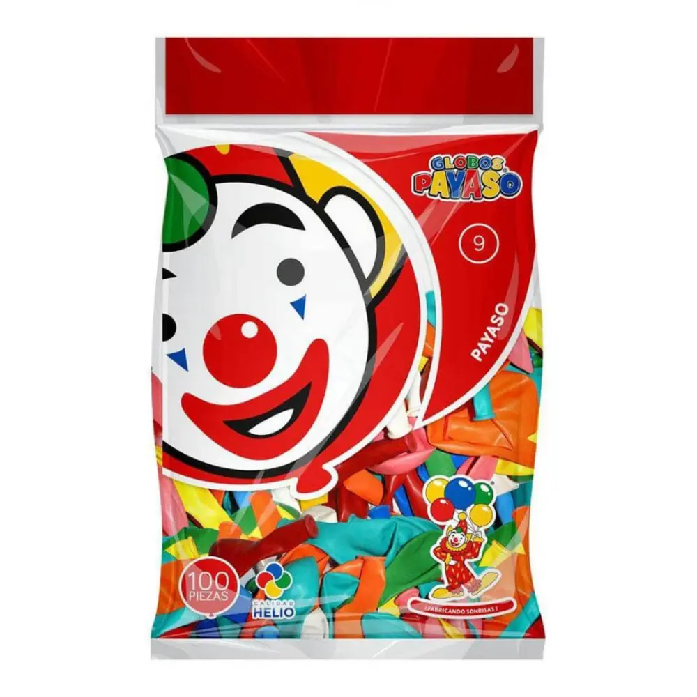 GLOBOS PAYASO # 9 BOLSA C/100 PZAS.