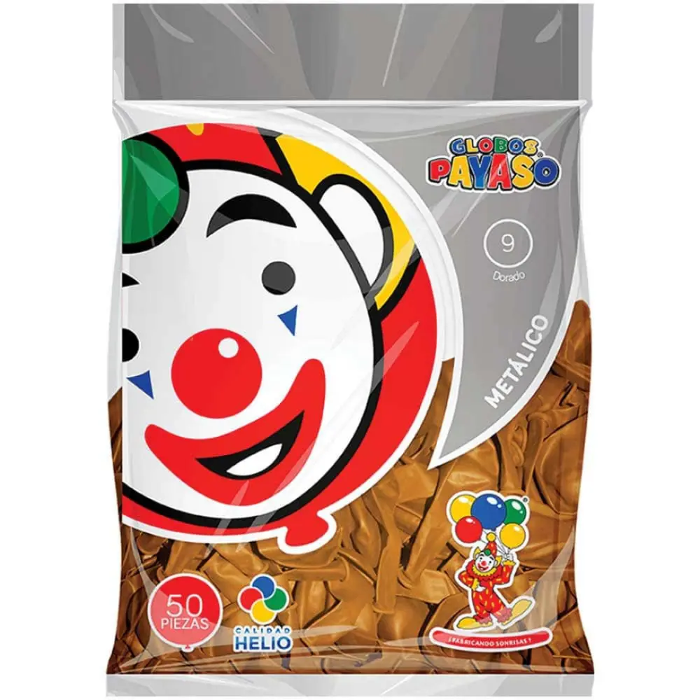 GLOBO METALICO # 9 C/50 PZAS. DORADO