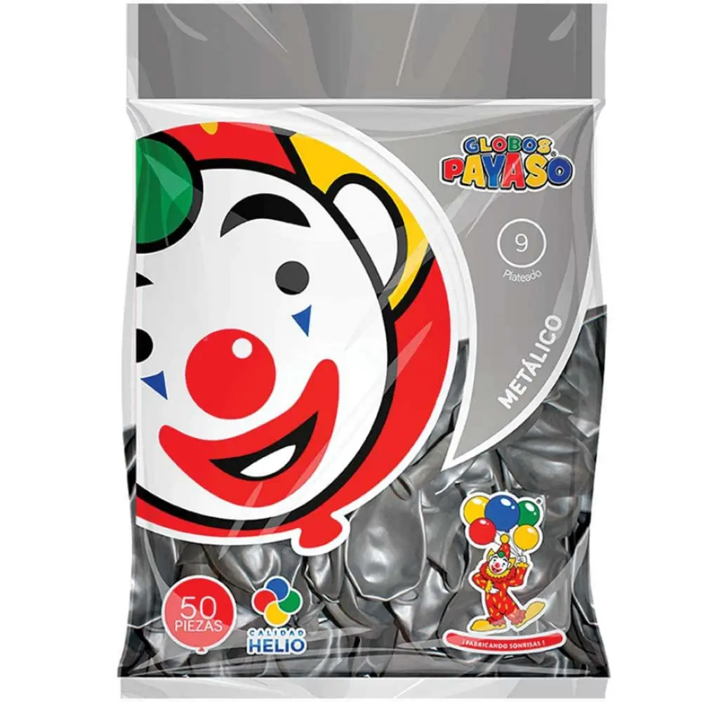 GLOBO METALICO # 9 C/50 PZAS. PLATA