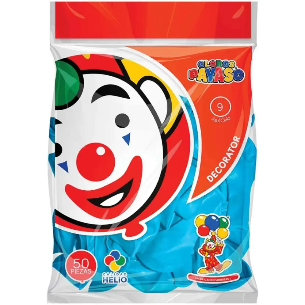 GLOBO DECORATOR # 9 C/50 PZAS.AZUL CIELO