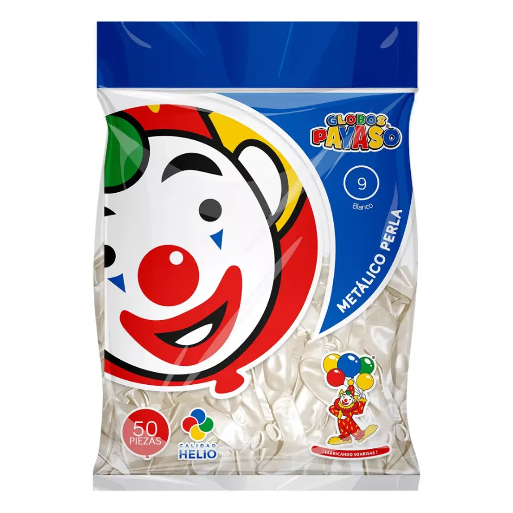 GLOBO METALICO PERLA # 9 C/50 PZAS. BLANCO