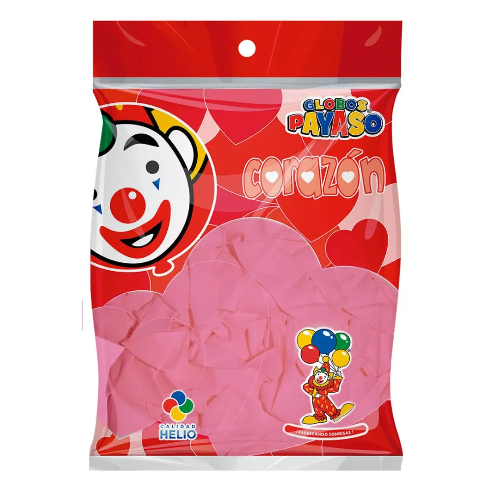 GLOBO CORAZON H-10 ROSA BOLSA C/50 PZAS