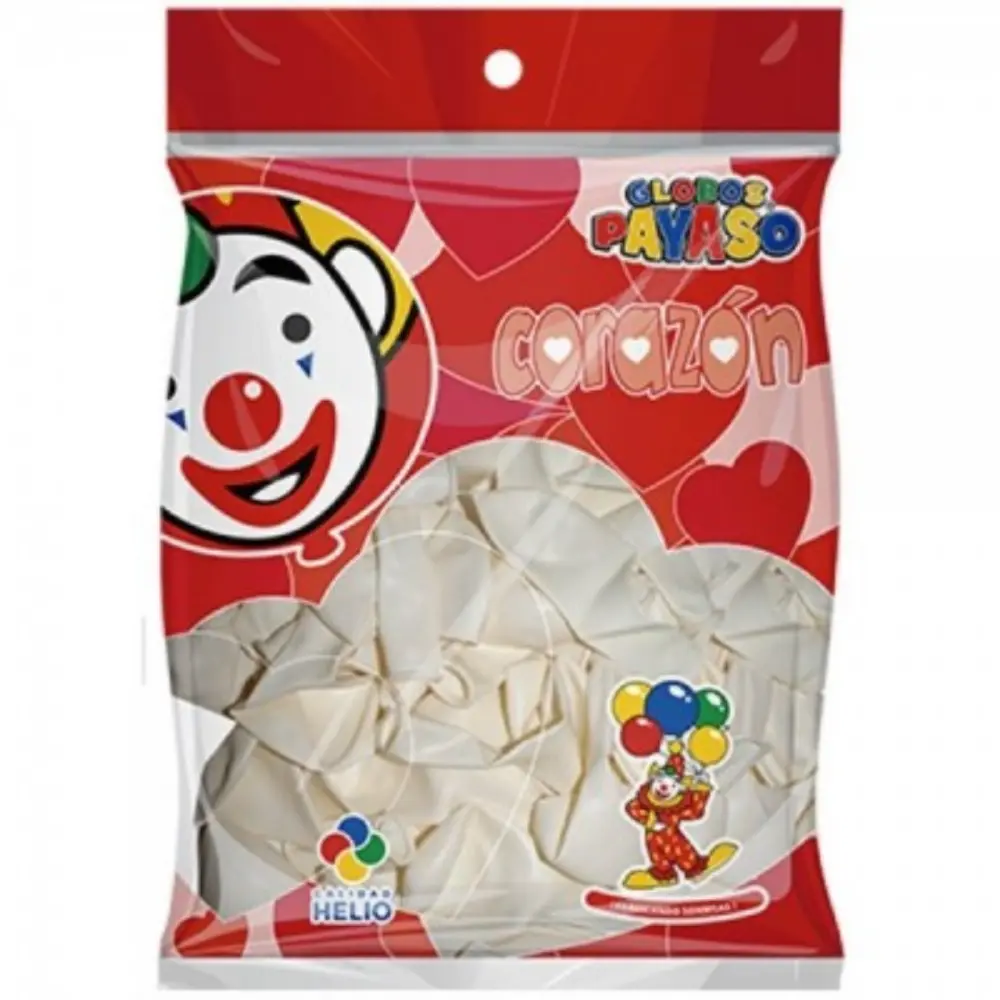GLOBO CORAZON H-10 BLANCO BOLSA C/50 PZAS.
