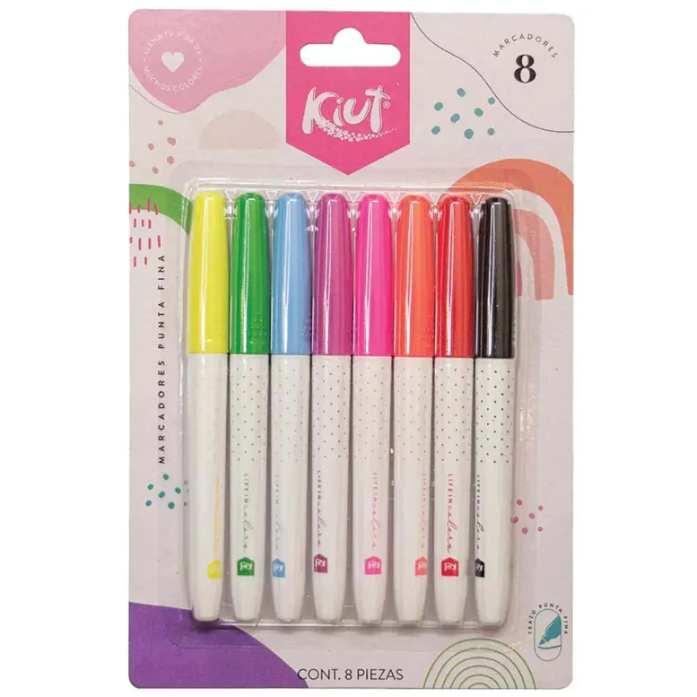 MARCADOR PERMANENTE KIUT P/FINO PTE. C/8 PZAS.